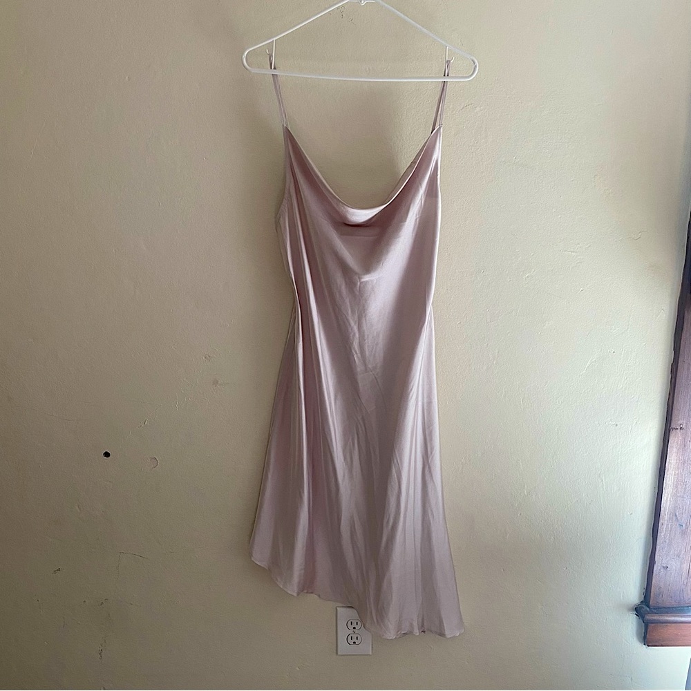 Never worn Pink lily satin light pink cowl neck dress